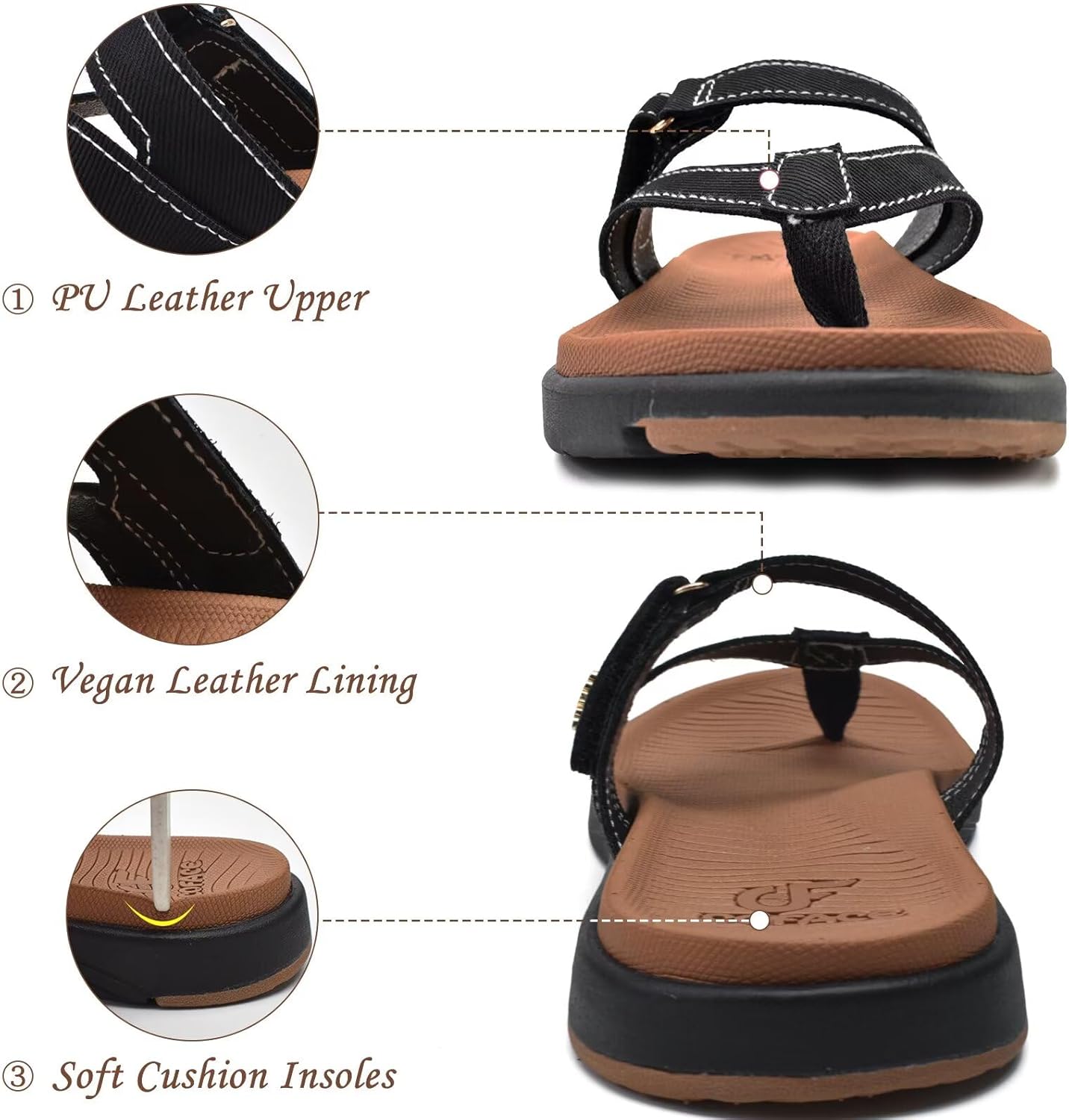 Detalle de COFACE Women’s Fashion Orthotic Flip Flops with Arch Support for Plantar Fasciitis