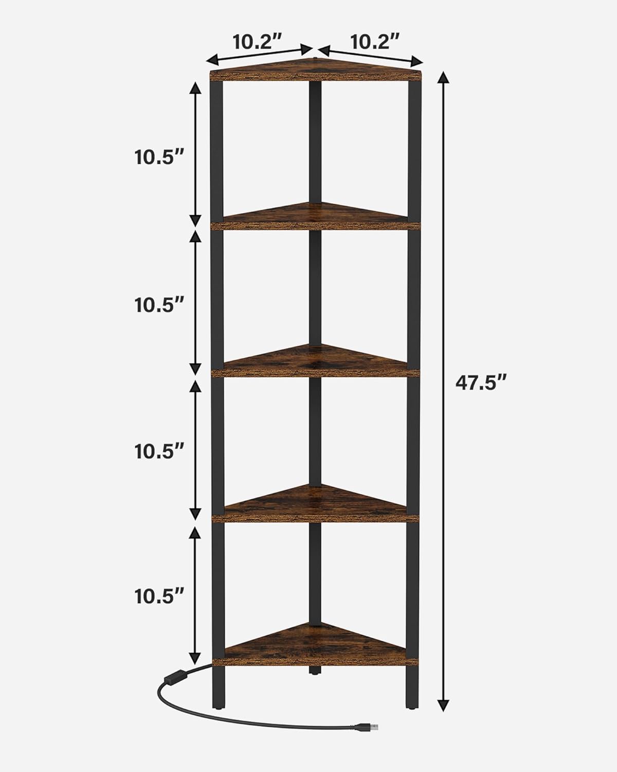 Detalle 2 de TUTOTAK Corner Shelf with LED Light 5-Tier Corner Bookshelf ๐
