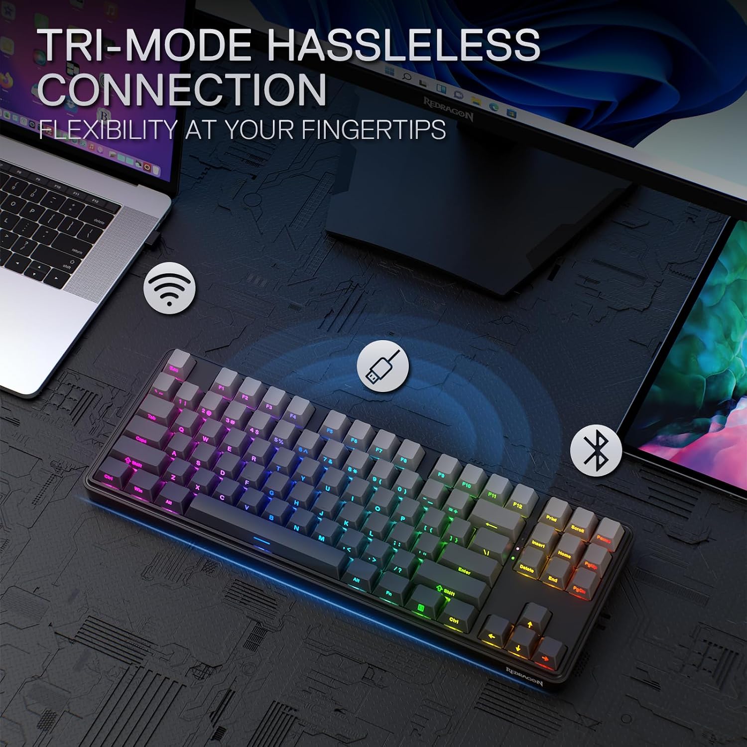 Thumbnail 6 de Redragon K707 PRO GB 80% Wireless Gasket RGB Mechanical Keyboard (Hot-swap, Tri-mode)