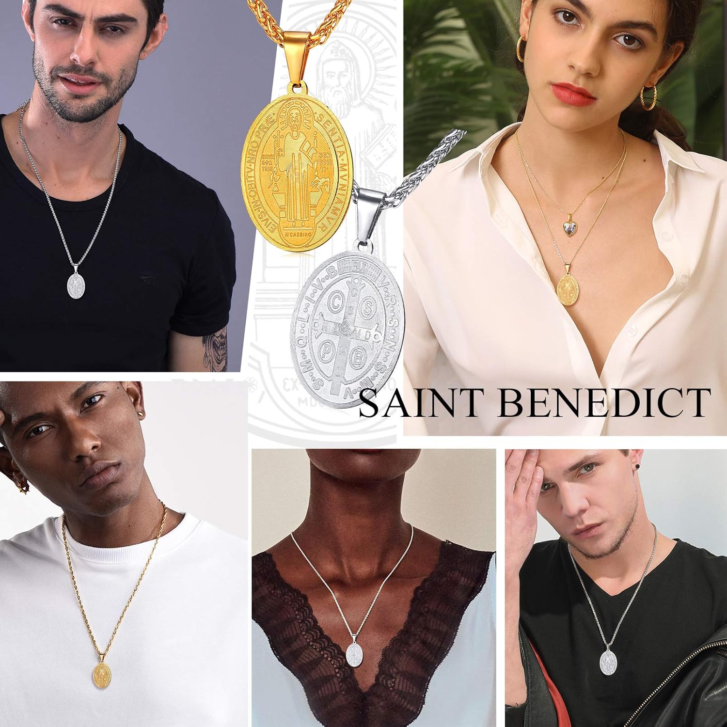 Thumbnail 1 de PROSTEEL Collana con ciondolo San Benito in acciaio inossidabile 316L, confezione regalo