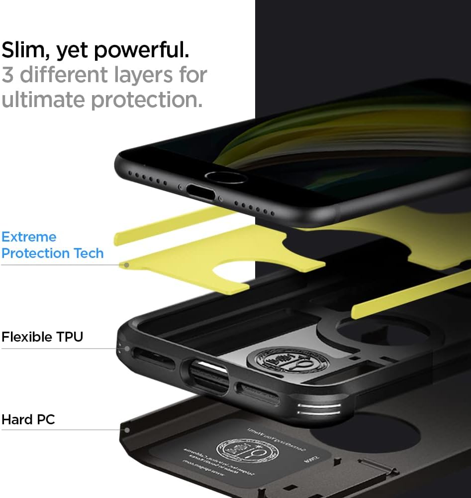 Detalle de Spigen Tough Armor coque pour iPhone SE 2022 5G / SE 2020 (Gunmetal)