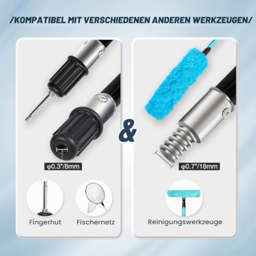 Detalle de REDCAMP Teleskop-Zeltstangen, 2er-Set aus Aluminium, 90–230 cm, schwarz