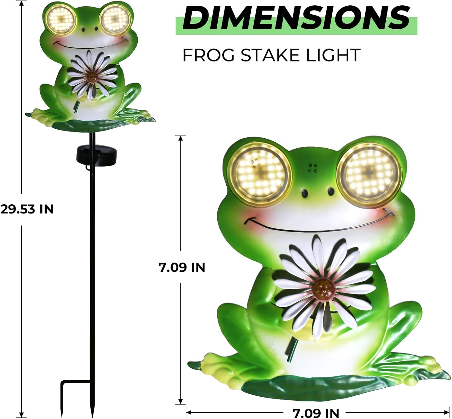 Detalle de esgarden Solar Frog Garden Stake Light, Metal