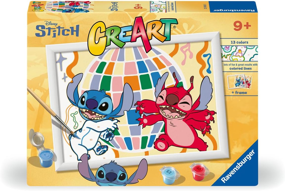 Detalle de Ravensburger Creart Stitch & Leroy pittura per numeri 18x24 cm 🎨