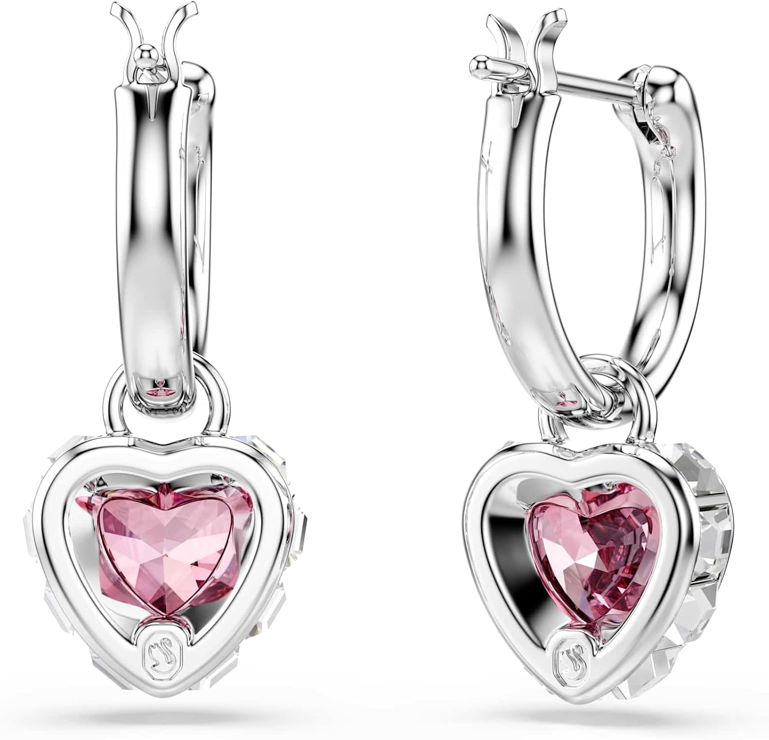 Detalle 2 de Swarovski Chroma Boucles d'Oreilles Pendantes Cœur Rose – Plaqué Rhodium