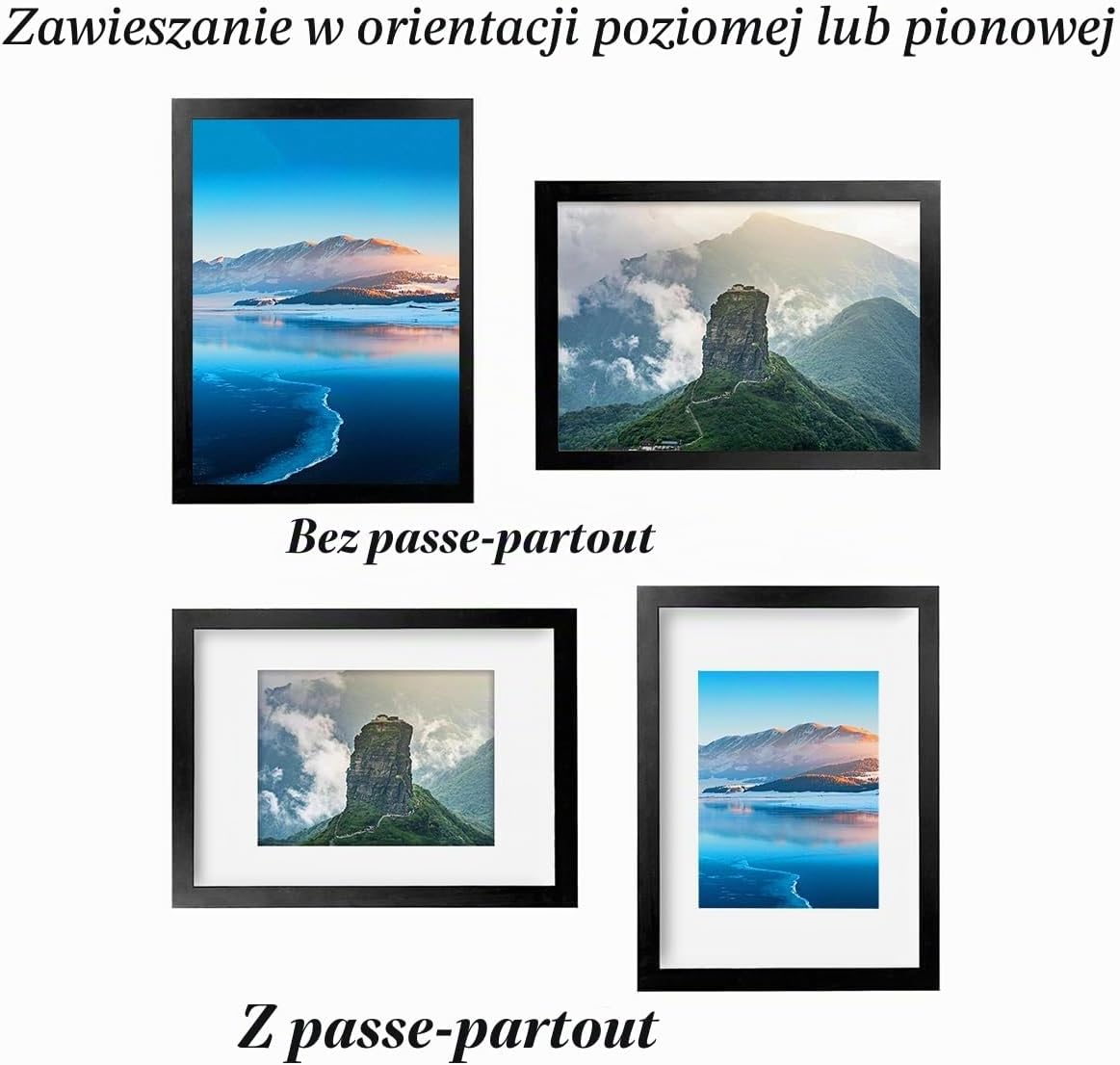 Detalle 1 de DTXDTech ramka na zdjęcia 30 × 40 cm z litego drewna, czarna, z osłoną akrylową