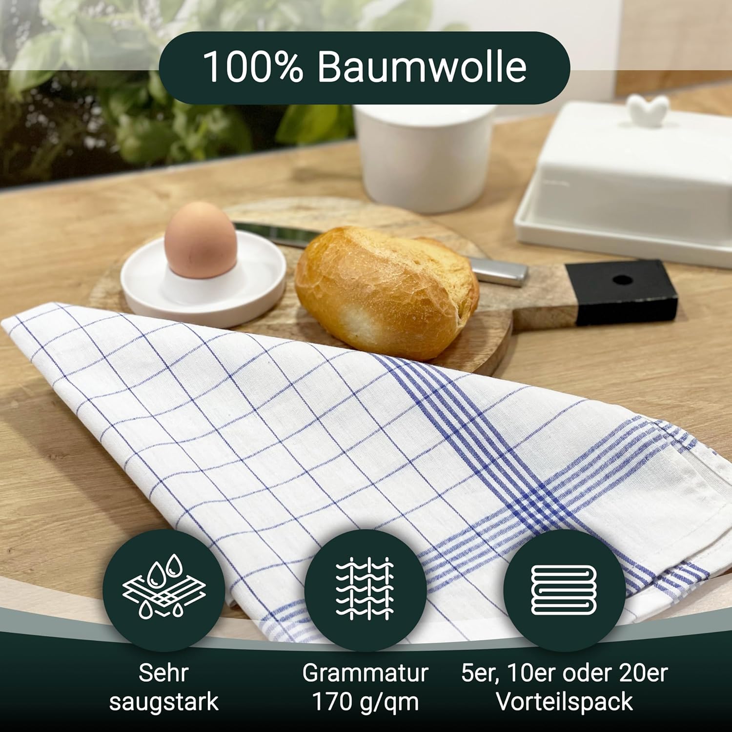 Thumbnail 1 de ZOLLNER 10er Set Geschirrtücher Baumwolle 50x70 cm