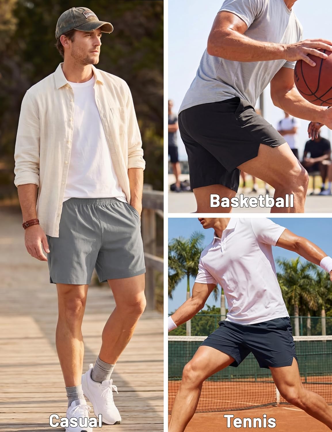 Detalle 2 de MAGCOMSEN 5 Inch Running Gym Shorts with Zip Pockets – Lightweight Quick Dry