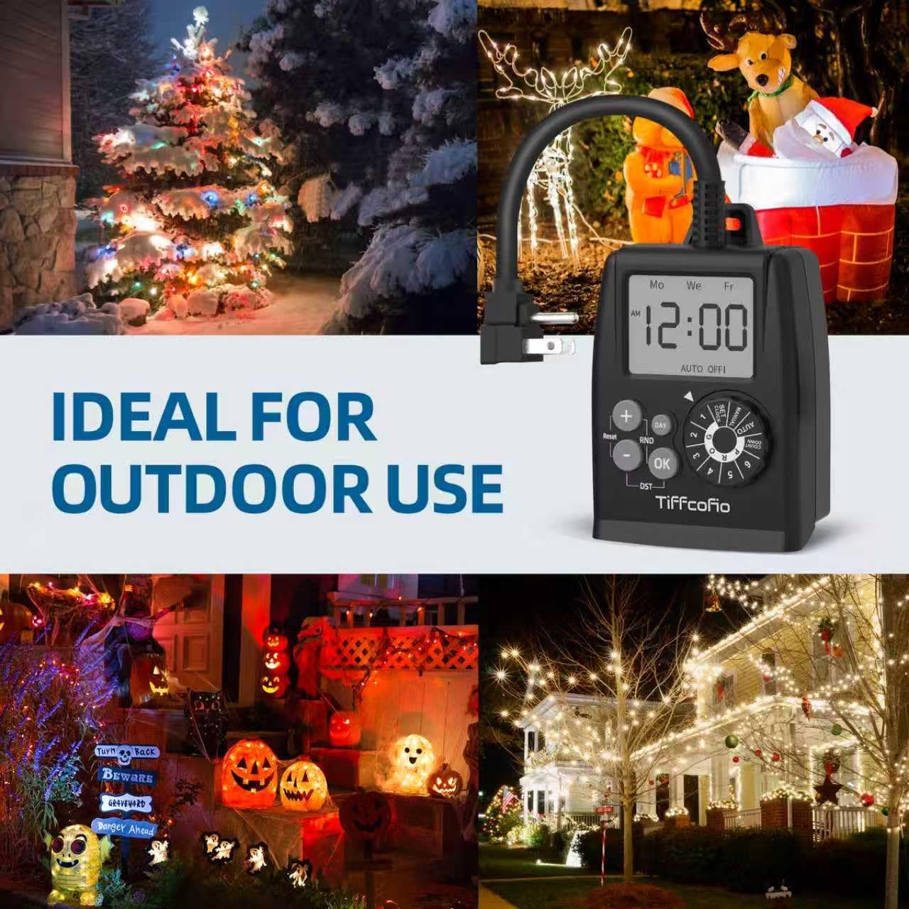 Thumbnail 6 de TiFFCOFiO TF-261B Digital Outdoor Timer Outlet, 2 Grounded Outlets