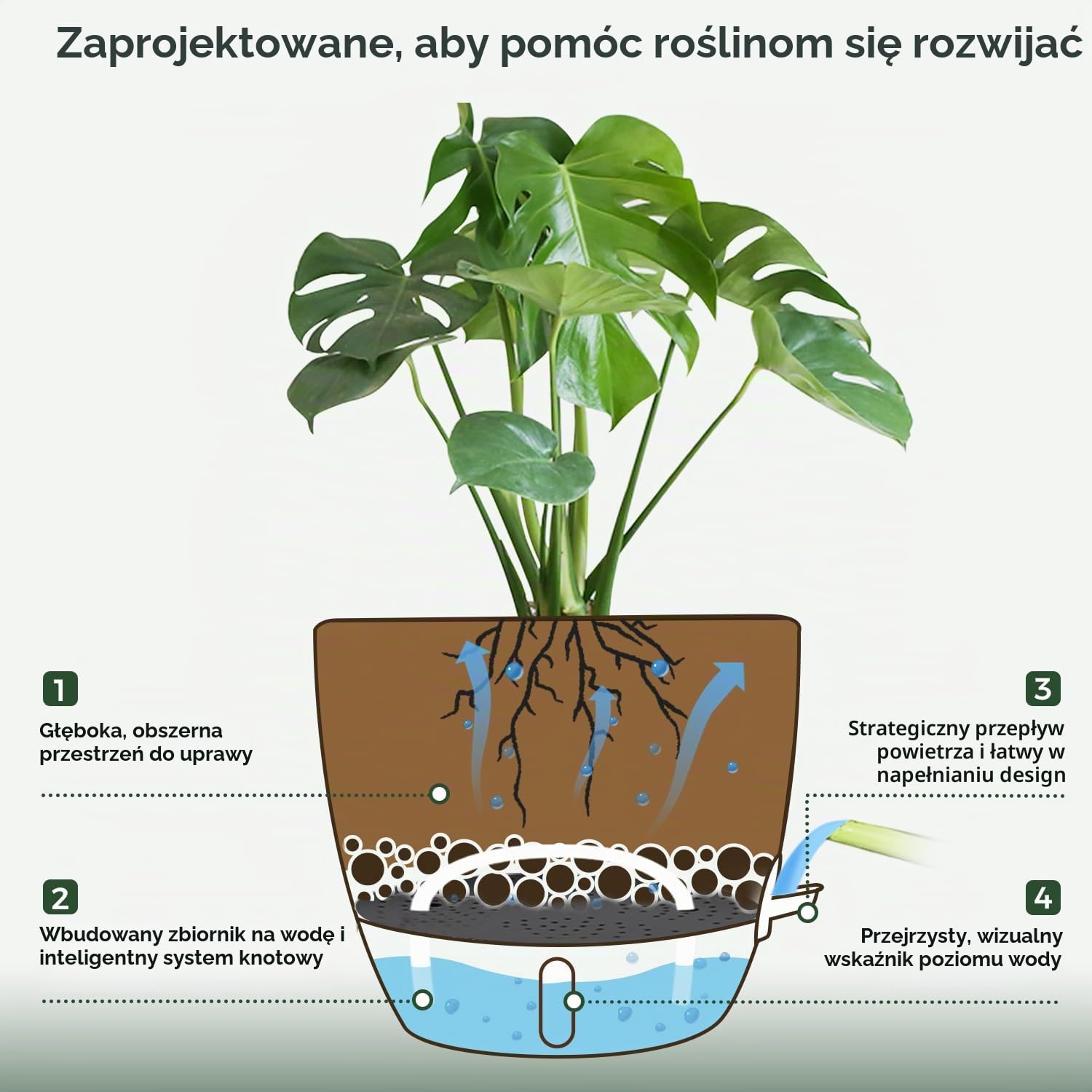 Detalle 2 de T4U PG3084 doniczki samonawadniające 20 cm, zestaw 2 szt., czarne