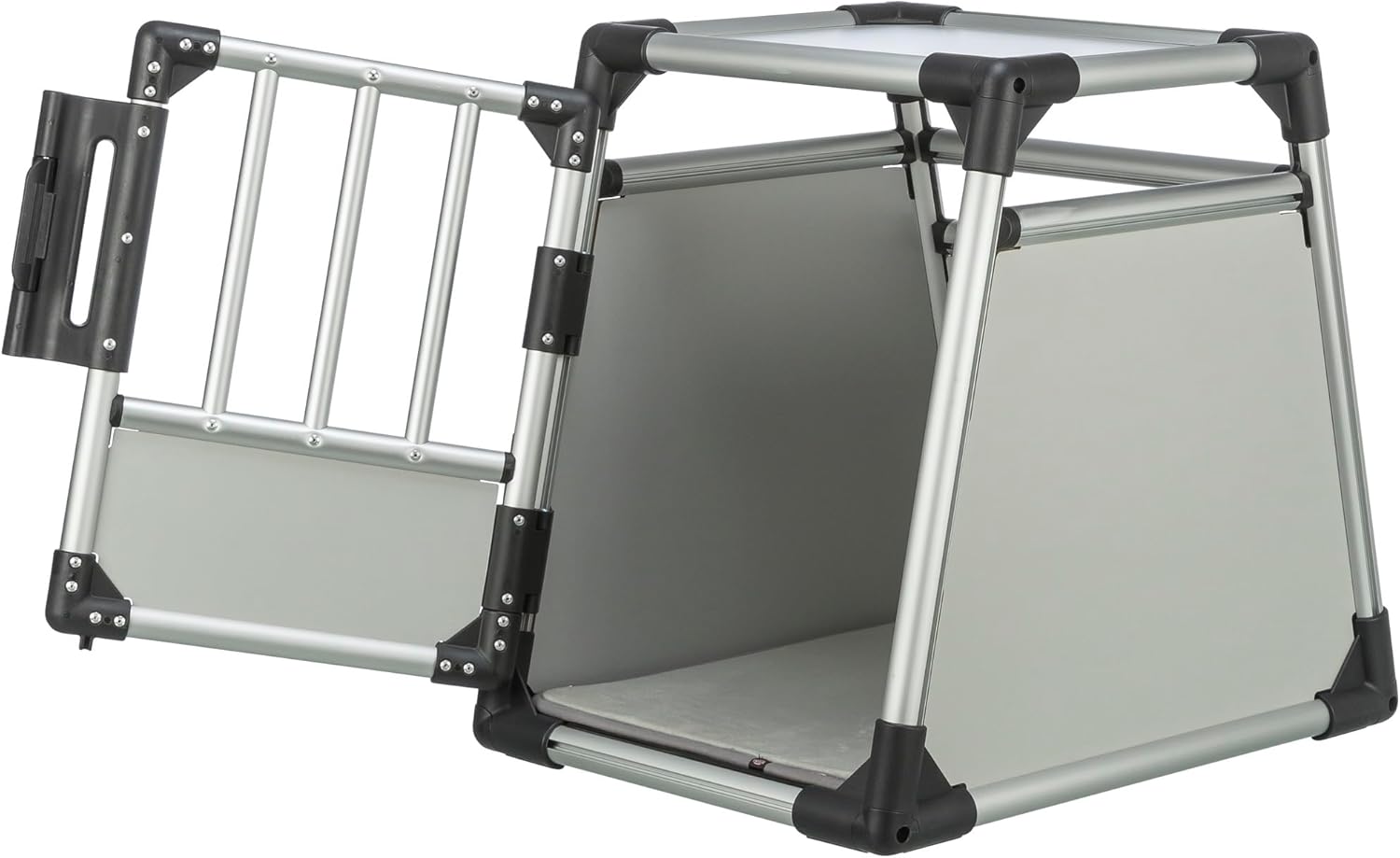 Detalle de TRIXIE Hunde-Transportbox Aluminium Graphit L (92 × 64 × 78 cm) – sicher, geräuscharm und platzsparend