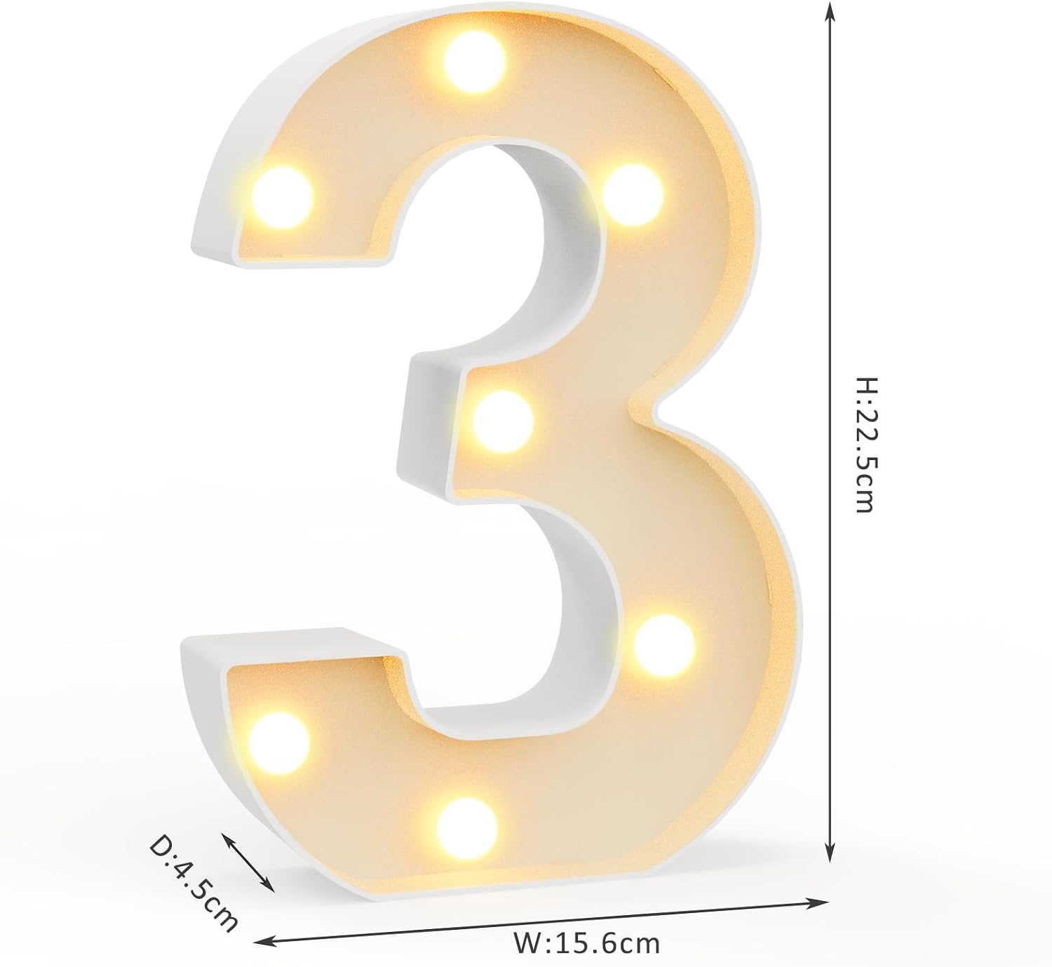 Detalle de LED Zahlen Lampe (0–9) mit warmweiß & kaltweiß – kabellose Leuchtziffern für Happy Birthday, Hochzeit & Party-Deko