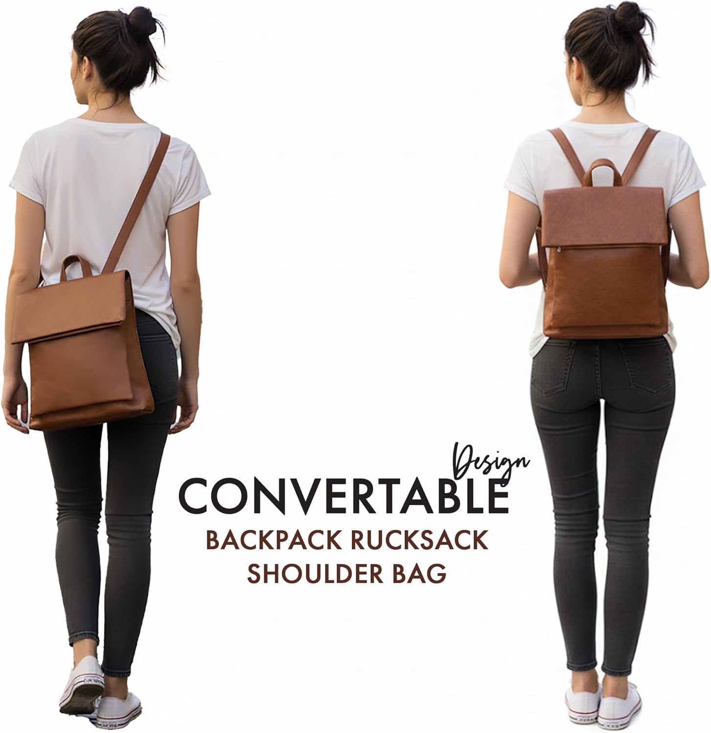 Thumbnail 5 de Woodland Leathers Women's Fashion Small Backpack (Green Roll Top) with Anti-Theft Zipper