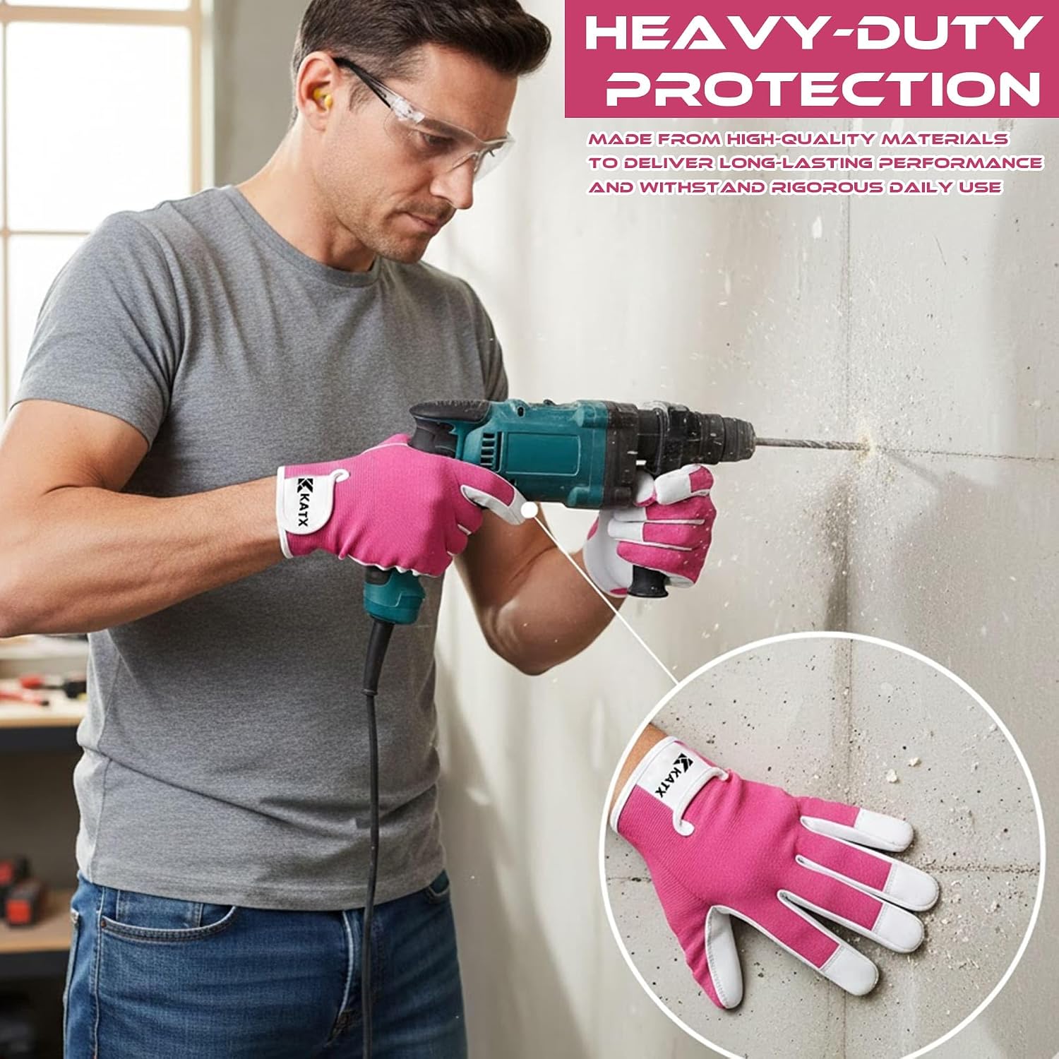 Thumbnail 4 de Katx Leather Gardening Gloves Small Pink