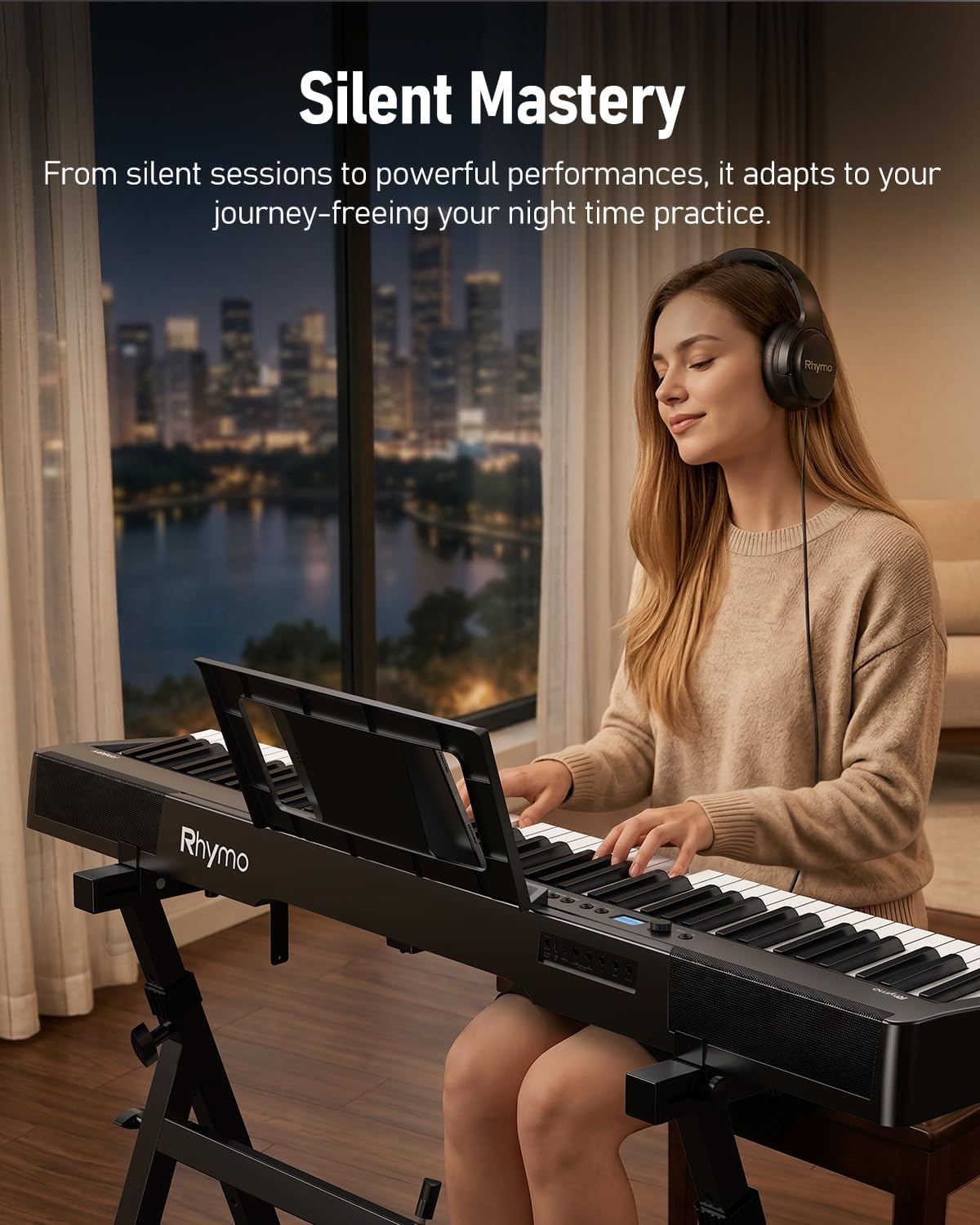 Detalle 2 de Rhymo FP88H Folding Digital Piano, 88-Key Hammer Action with Bluetooth