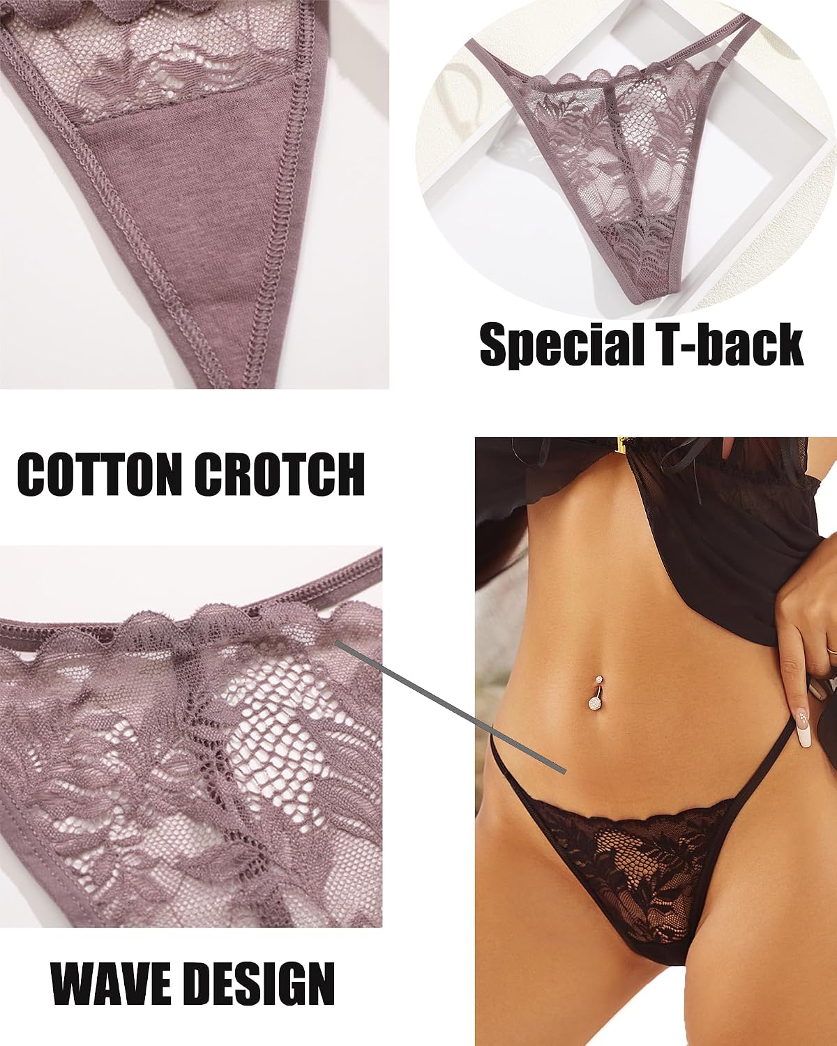 Thumbnail 3 de ALL OF ME Pack de 6 G String Dentelle – Tanga S à XL