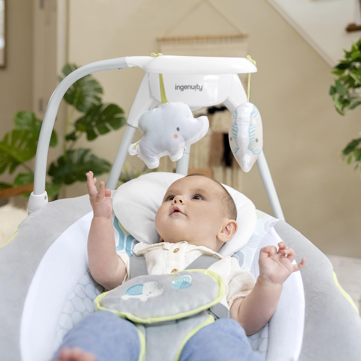 Thumbnail 6 de Ingenuity Balancelle Toutconfort Everston — 6 vitesses, 3 sens de balancement et mobile avec 2 jouets peluche