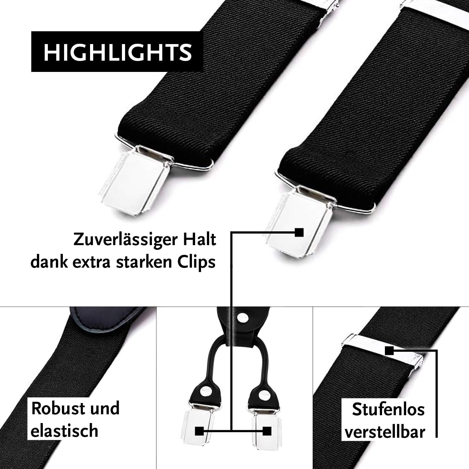 Detalle 2 de DonDon Hosenträger 3,5 cm extra stark