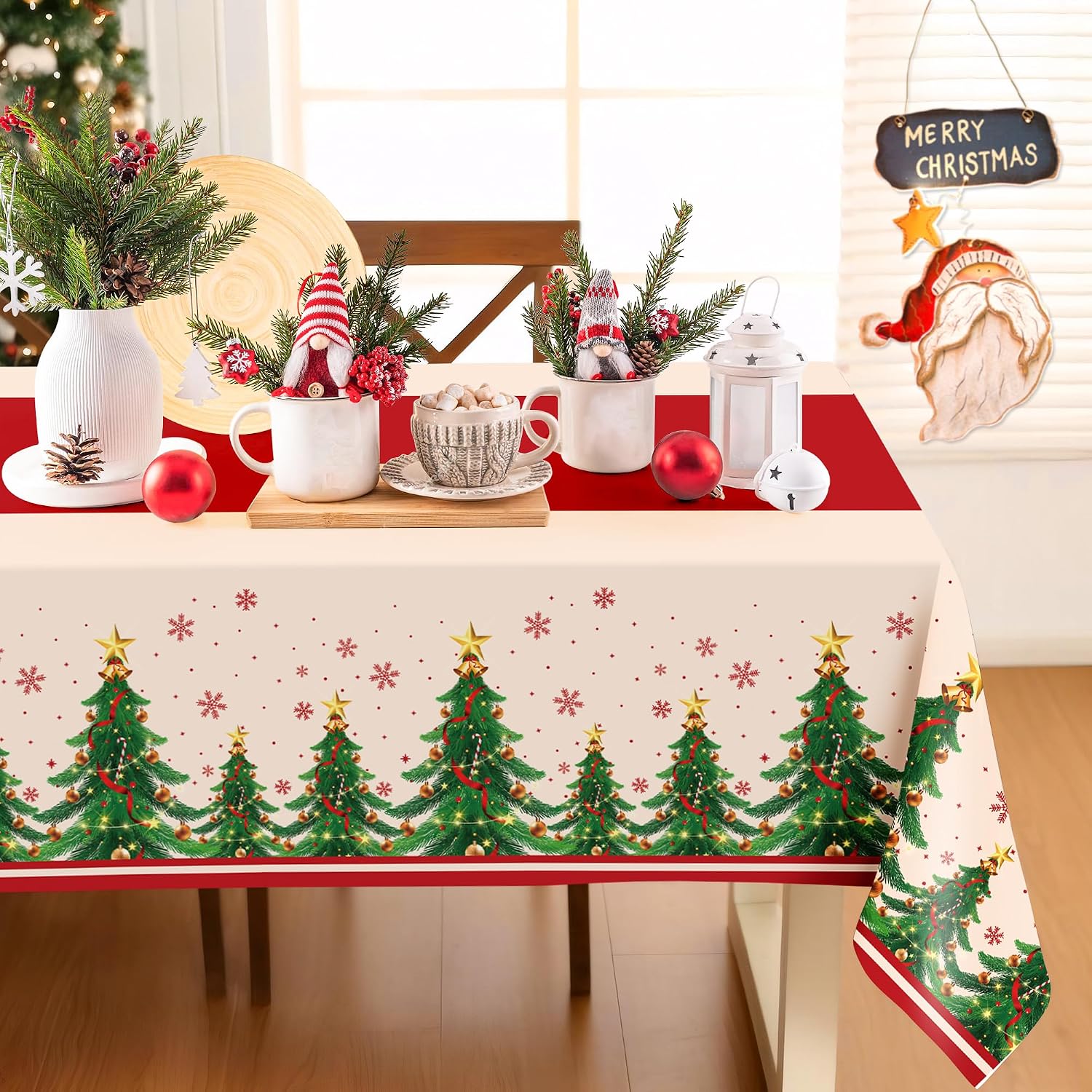 Detalle 1 de Childom disposable Christmas tablecloths, 54 x 108 inches