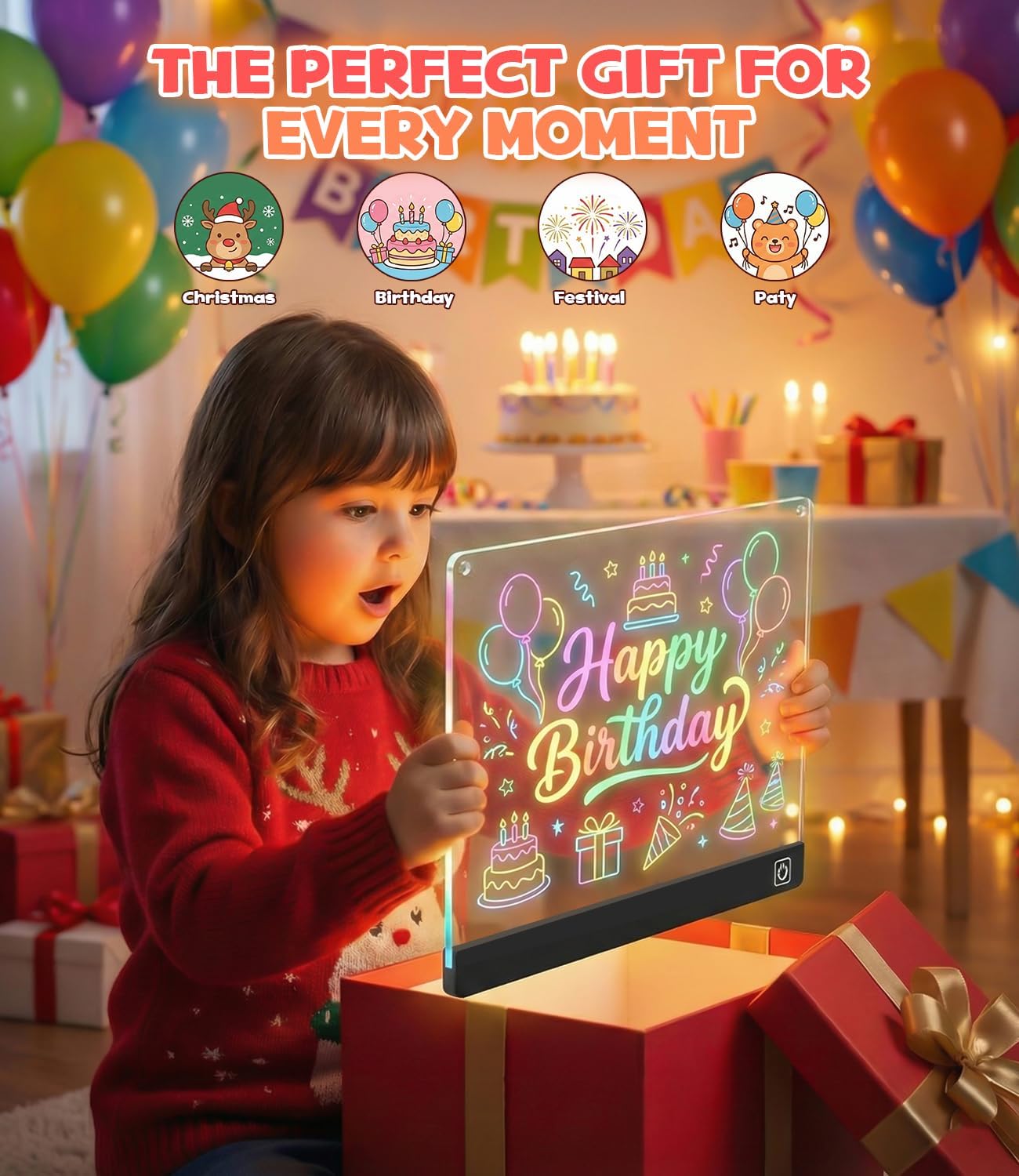 Thumbnail 1 de KiddyFunpals KD188 LED Drawing Board, 7 Colors, 7 Pens and Tracing Sheets