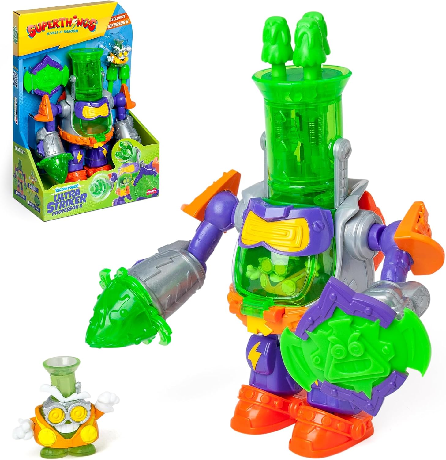 Detalle de SUPERTHINGS Ultra Striker Professor K (Kazoom Power) con robot, Professor K esclusivo e 3 proiettili