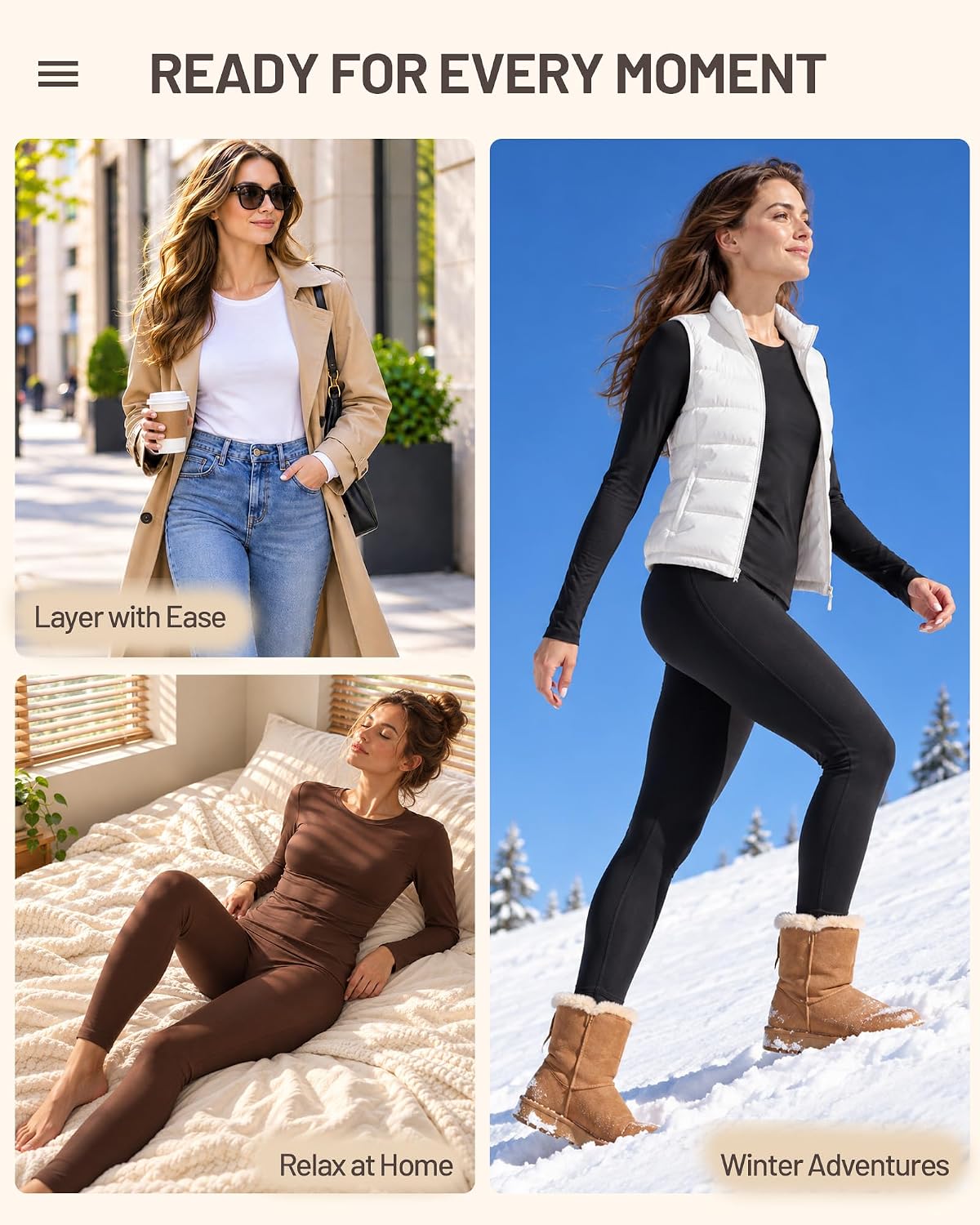 Detalle 2 de Runhit Women's Thermal Underwear Set, Fleece-Lined