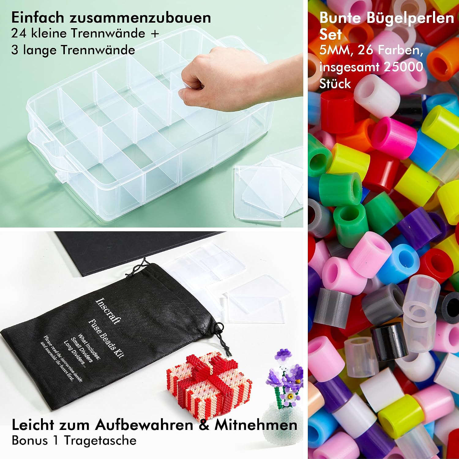 Detalle 2 de Inscraft Bügelperlen Set 25.000 Stück 🎨