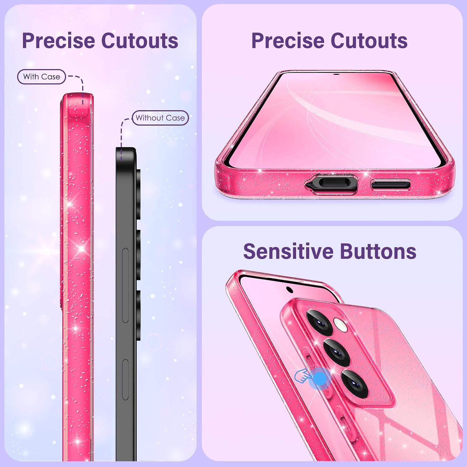 Thumbnail 3 de Paitech Glitzer-Hülle für Samsung Galaxy S23 5G – Dünn, flexibel & stoßfest, Rosa