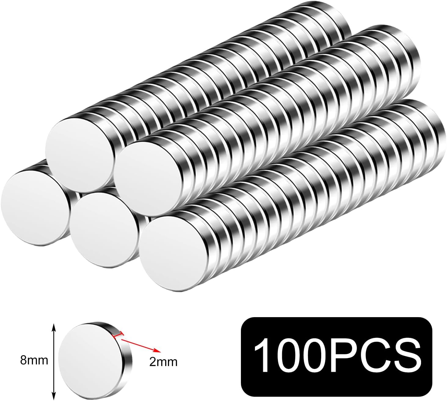 Thumbnail 1 de Neodym-Magnete 8×2 mm 100 Stück 🧲