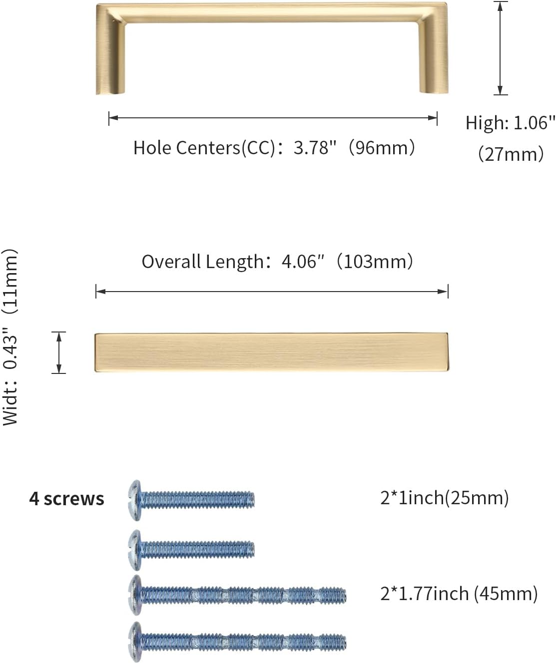 Thumbnail 1 de KNOKLOCK Brushed Gold Cabinet Pulls, 3.75-Inch Center-to-Center, 10-Pack