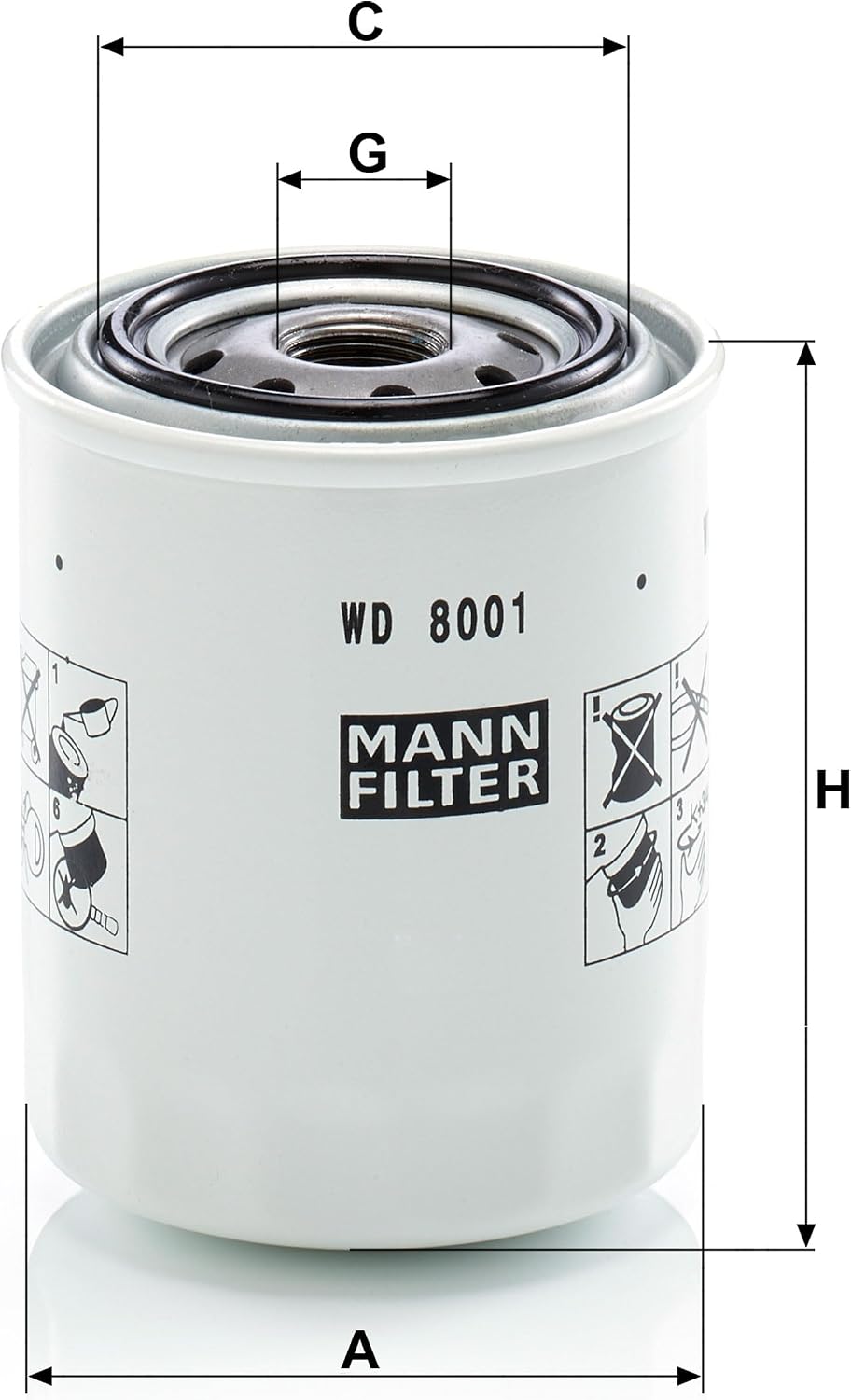Detalle 2 de Mann Filter WD 8001 hydraulfilter, 80 mm ytterdiameter och 100 mm höjd