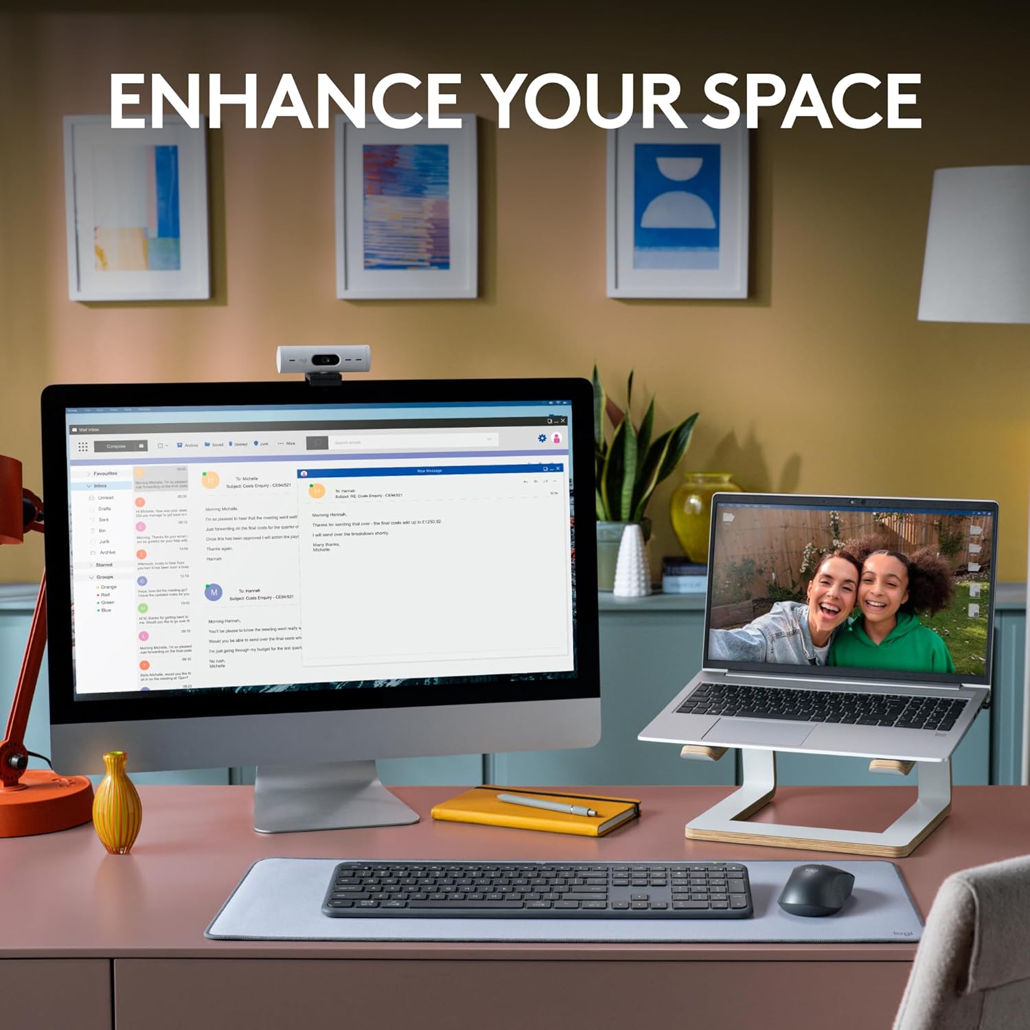 Thumbnail 5 de Logitech MK950 Signature Slim Wireless Keyboard & Mouse Combo (Graphite) – quiet typing, multi-device switching, Bluetooth & Logi Bolt