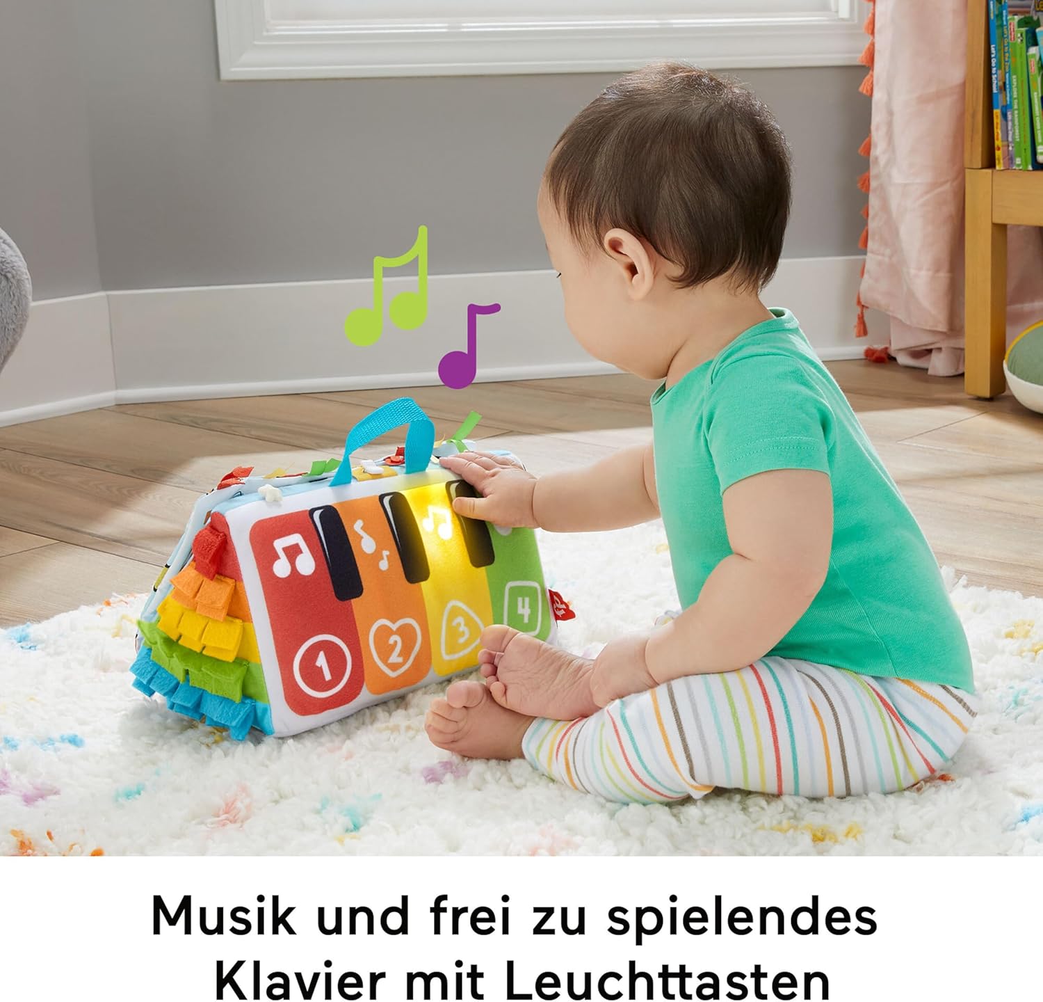 Detalle de Fisher-Price Kick & Play Soft Piano – Weiches, tragbares Baby-Pianospielzeug mit mitwachsendem Design