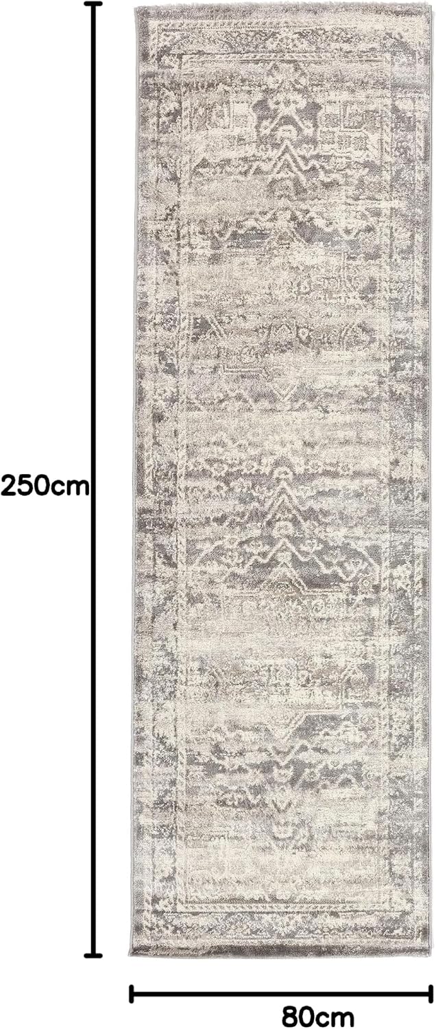 Detalle de RugVista Miran dywan 80 × 250 cm, szary, prostokątny bieżnik z wysokim runem