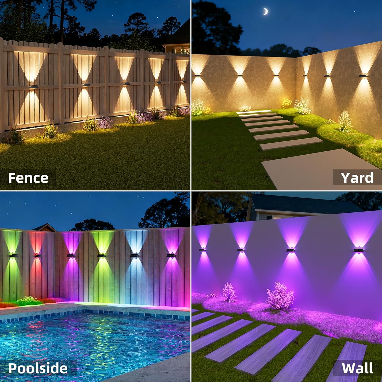 Thumbnail 5 de NIORSUN Lampada solare da esterno IP65 con luce su e giù, 4 pezzi (3000K/4000K/6500K + RGB)