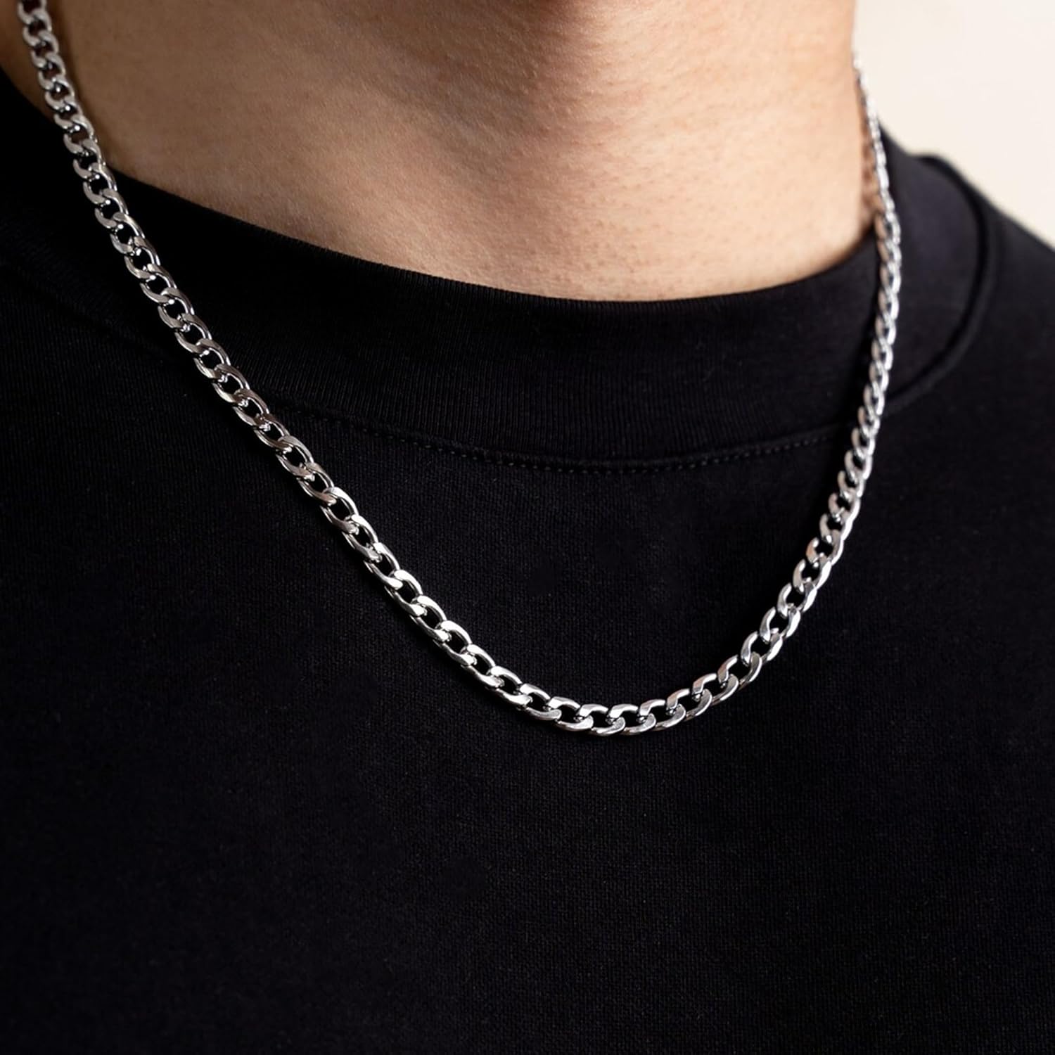 Thumbnail 1 de Collier chaîne cubaine RANKEEF en acier inoxydable 3/5 mm pour homme (46/51/56/61/66 cm)