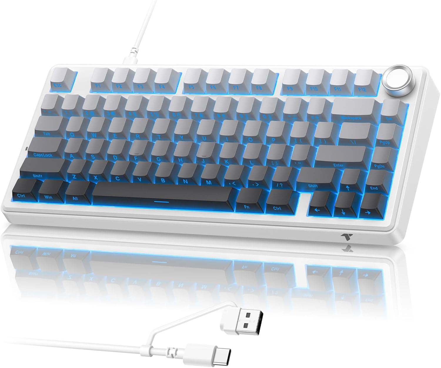 Detalle de TECURS 75% Wired Gasket Mechanical Keyboard with RGB and Hot-Swappable Red Switches
