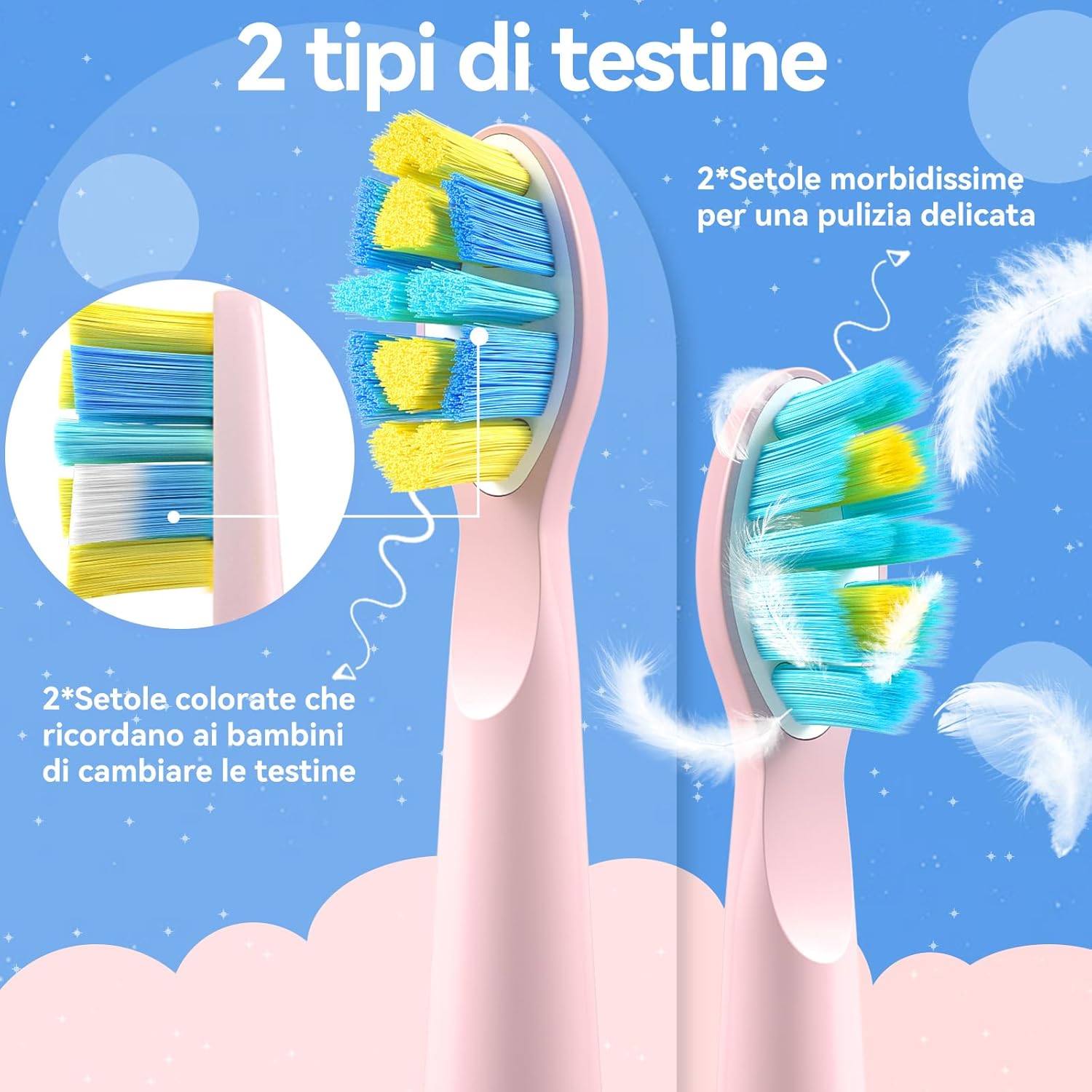 Thumbnail 1 de Seago Spazzolino Elettrico Bambini 6-12 anni SG-2303 rosa con timer 2 minuti e 4 testine