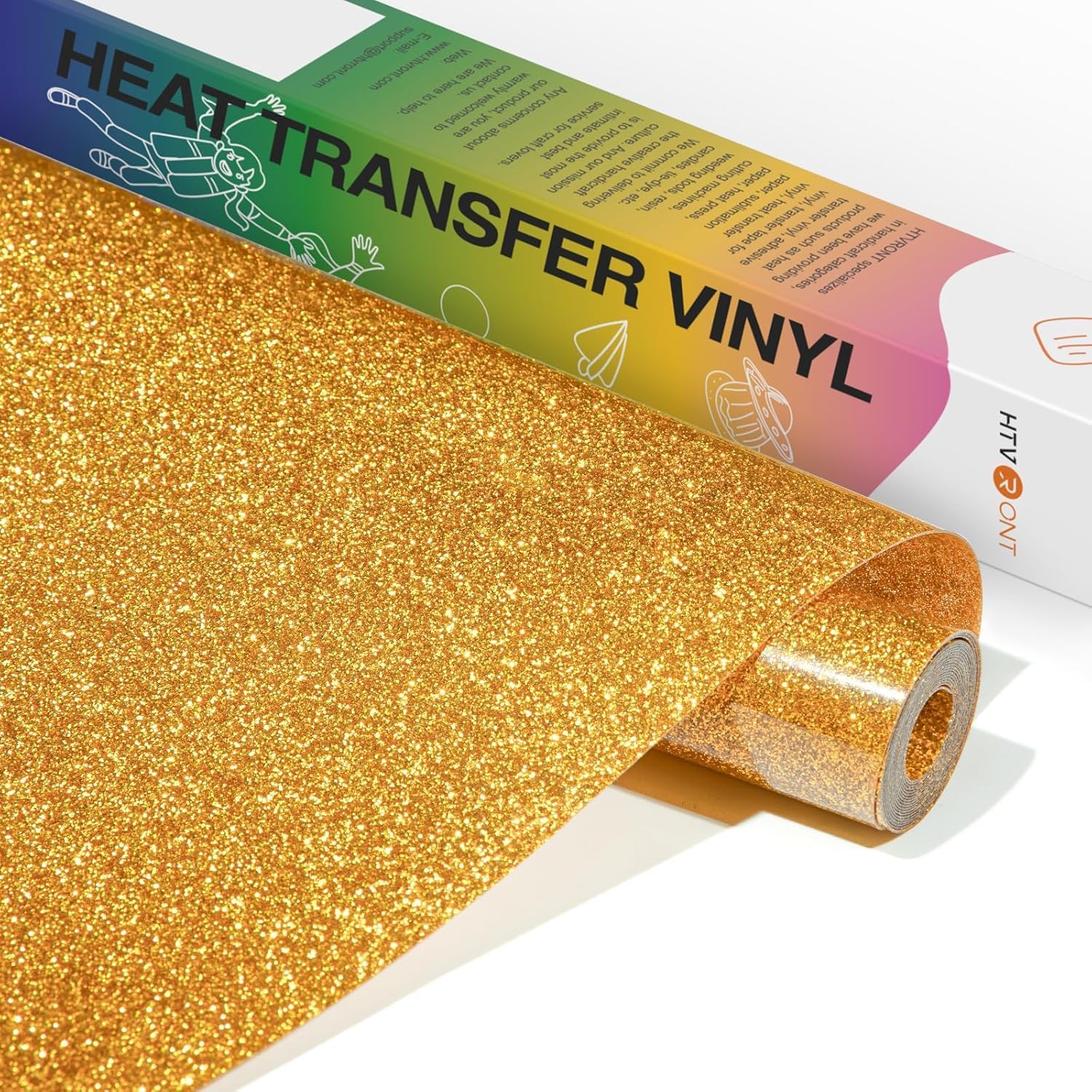 Detalle de HTVRONT Gold Glitter Heat Transfer Vinyl 30.5x152cm