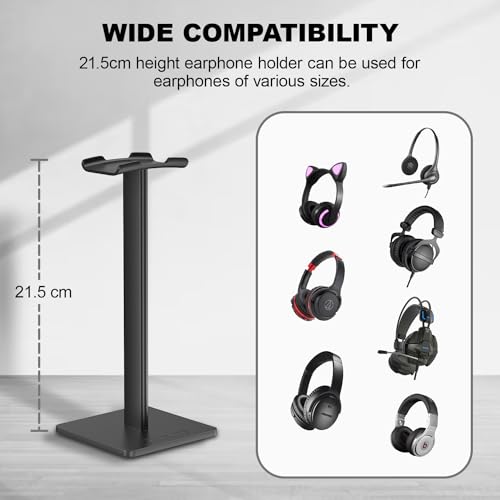 Detalle de New Bee Kopfhörerständer – universaler Aluminium-Halter für Kopfhörer und Headsets, Schwarz