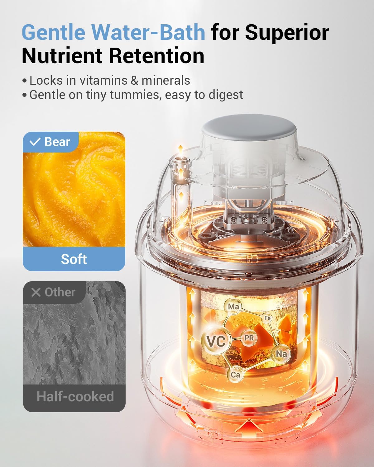 Thumbnail 4 de Bear NutriEase SJJ-F04Q3 Baby Food Maker, 3-Stage Texture, Stainless Steel