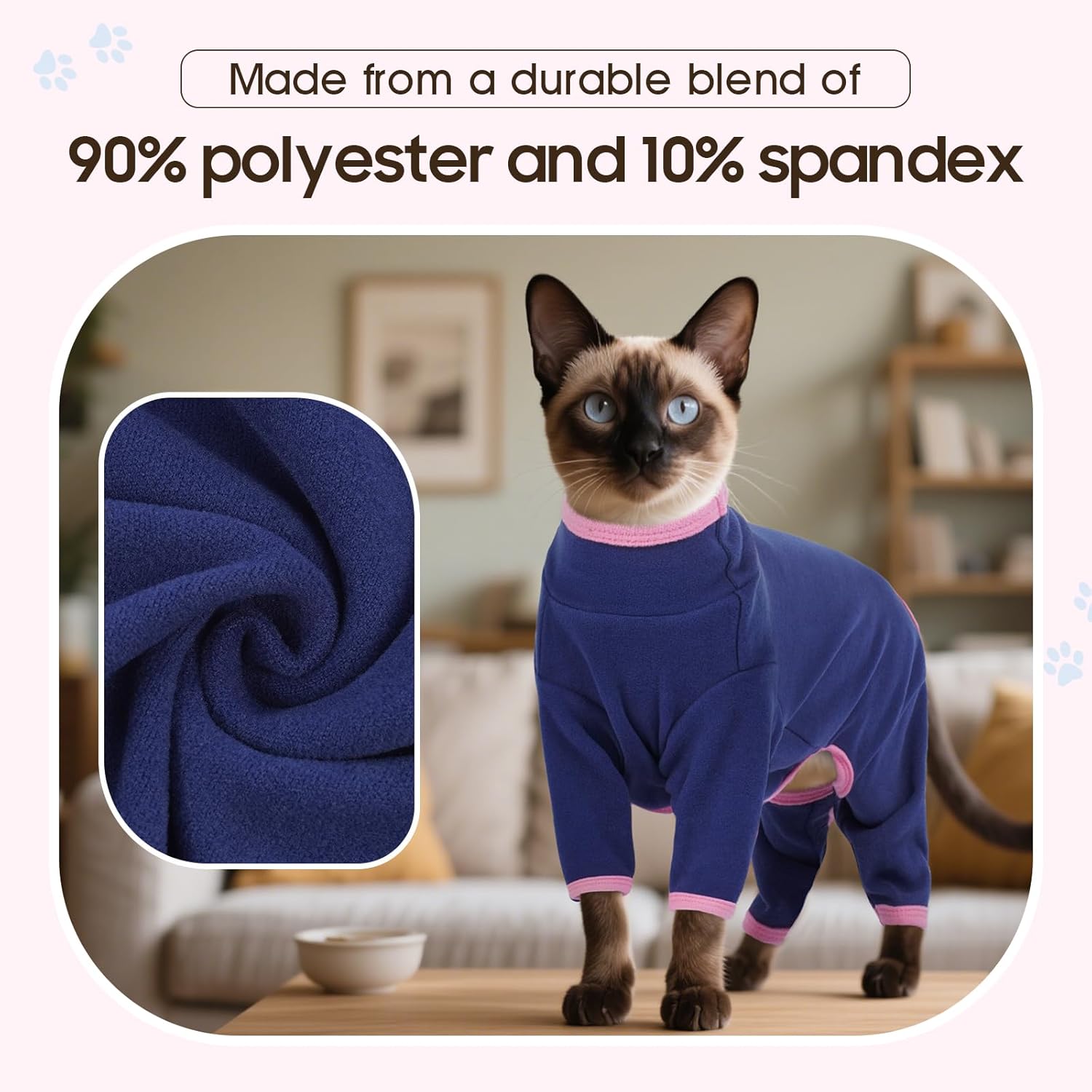 Thumbnail 2 de OUOBOB Sphynx Cat Recovery Suit – soft anti-licking & hair control bodysuit for after surgery (Blue, 2XL)