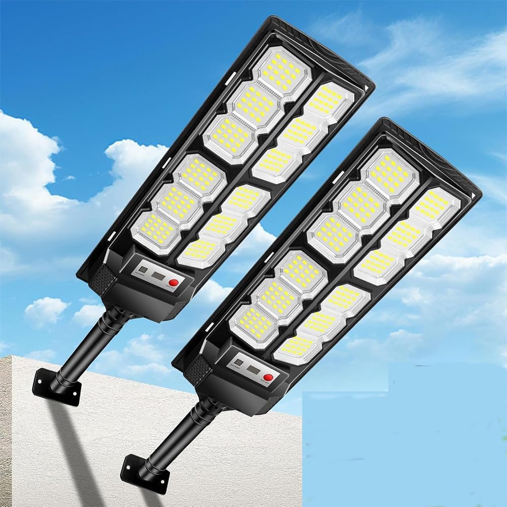 Detalle de VBOK IGFE Lampione solare LED esterno 600W, IP66, 2 pezzi con sensore di movimento e 6500K
