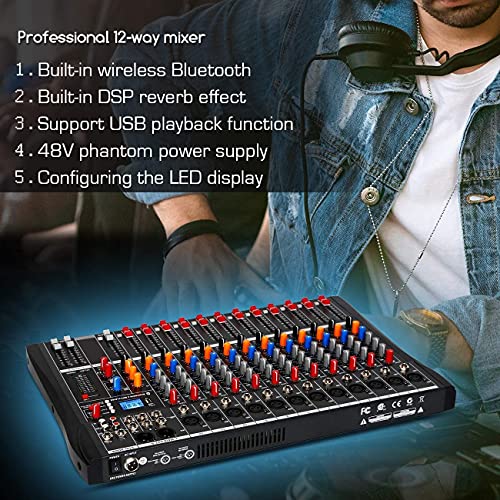 Thumbnail 6 de Depusheng DA12: consola mezcladora de sonido estéreo profesional de 12 canales con Bluetooth y USB