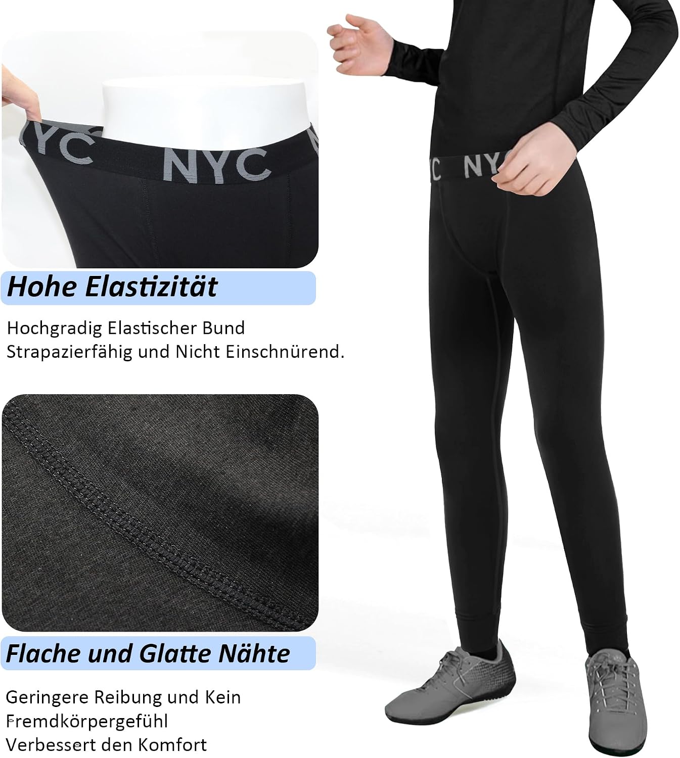 Detalle de Uizuooy lot de 2 leggings de compression enfant (garçons) pour sport : basket, running et entraînements