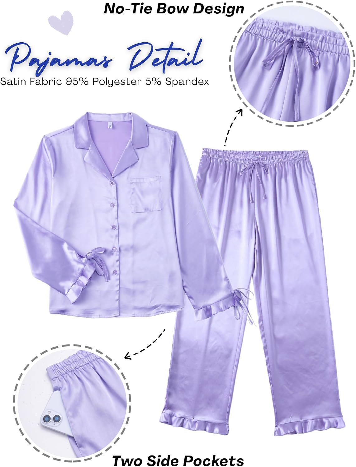 Thumbnail 3 de Ekouaer Satin Pajama Set 95% Polyester