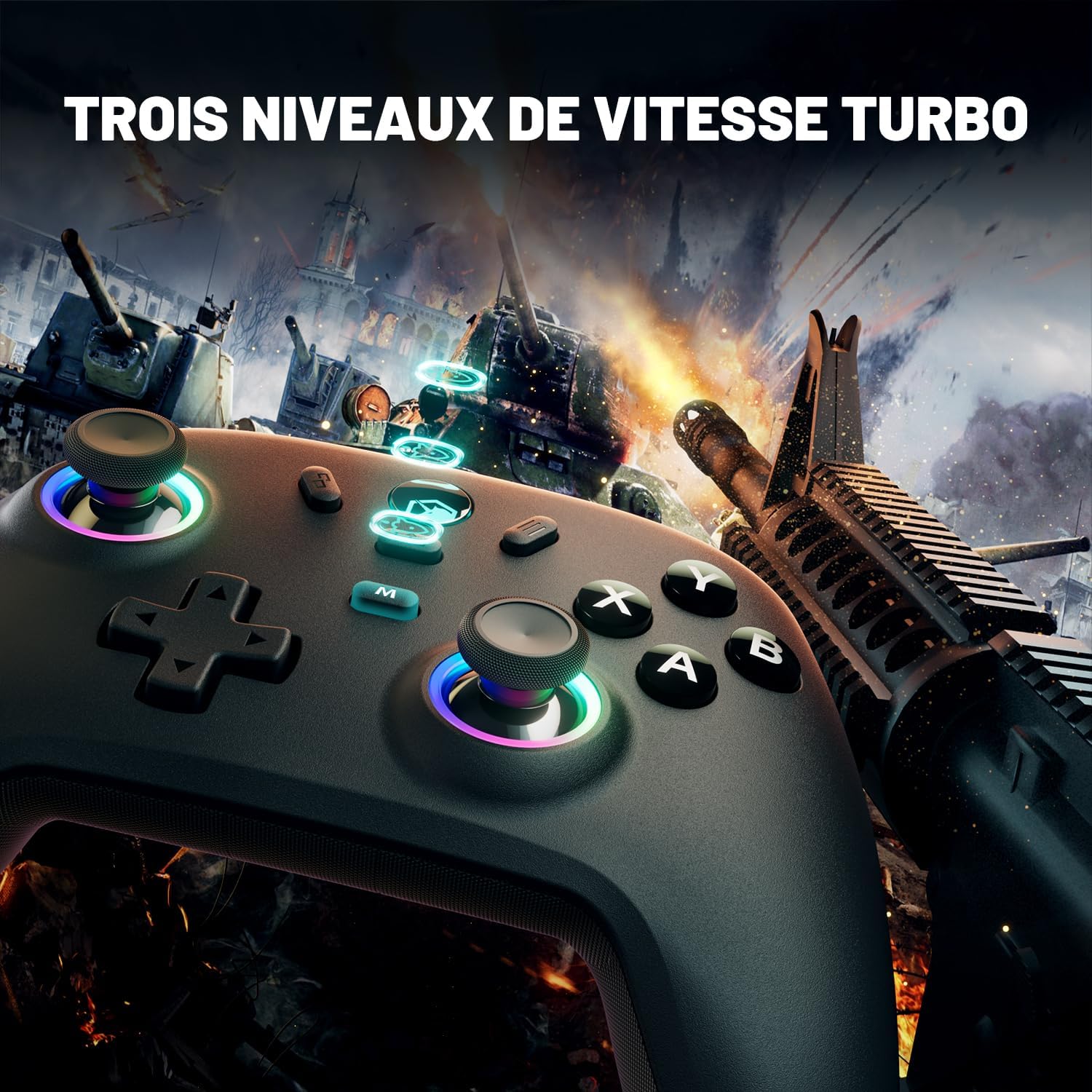 Thumbnail 3 de ECHTPower Manette PC Sans Fil avec Joysticks Hall, 1000Hz, 3 Modes – Compatible PC/Switch/Android/iOS