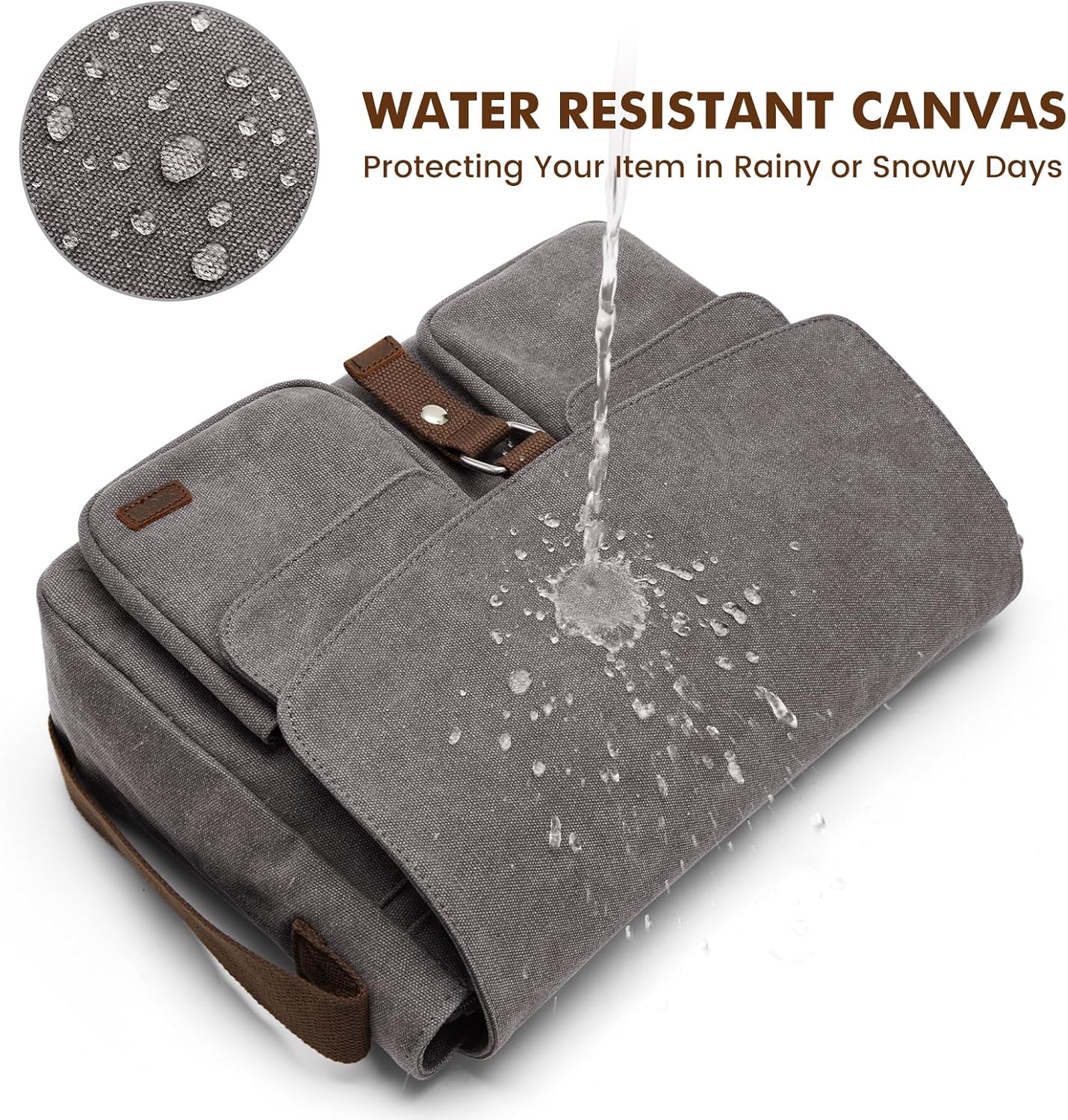 Detalle de S-ZONE canvas messenger bag for men with pockets and water-resistant finish