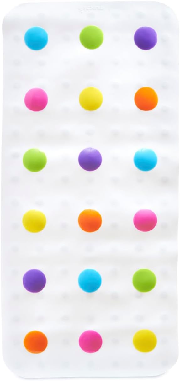 Detalle de Munchkin Dandy Dots Non Slip Baby Bath Mat (White) – Colourful Shower Mat with Strong Suction