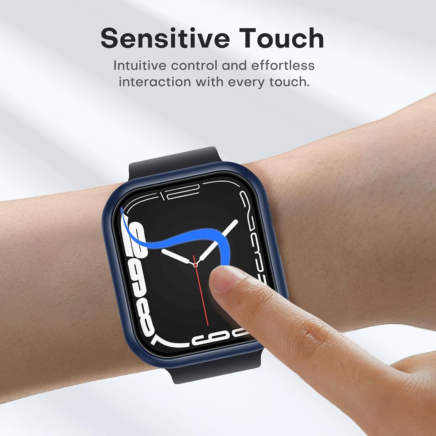 Detalle de TAURI 2-Pack Apple Watch Case for Series 9/8/7 45mm, Blue PC Bumper